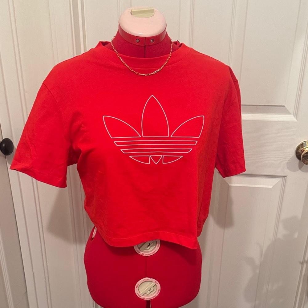 adidas Red Trefoil Boxy Crop Tee